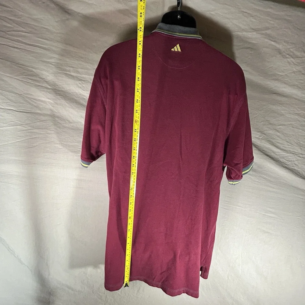 Vintage adidas Mens XL Burgundy Quarter Zip Polo Shirt Cotton Golf Casual‎